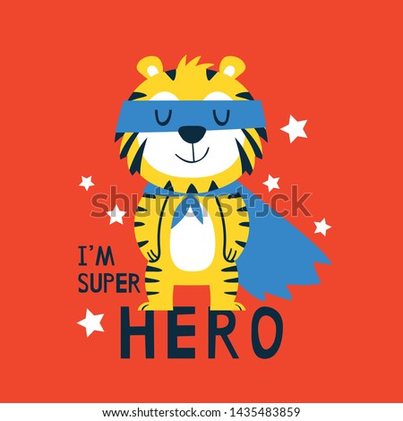 hero tiger drawn as vector for kids fashion
