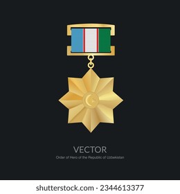 Hero of Uzbekistan  is the highest title of Uzbekistan vector image