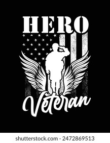 HERO VETERAN VECTOR FLAG TSHIRT DESIGN