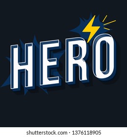 Hero vintage 3d vector lettering. Retro bold font, typeface. Pop art stylized text. Old school style letters. 90s, 80s comics poster, banner, t shirt typography design. Dark grey color background