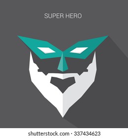 hero wrestling mask. superhero flat style icon or logo design template. vector illustration