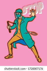 HEROCOVID19 Set. HOLY  HERO Concept, Everyone is a HERO COVID-19 design. art, caricature, cartoon,  movie star. 