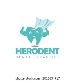 herodent  dental practice logo, mascot tooth strong vector
