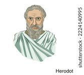 Herodotus, vector illustration portrait. Greek historian, The Father of History.