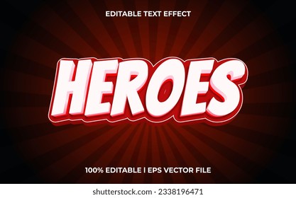 Heroes 3d editable text effect, template with 3d style use for logo and business brand