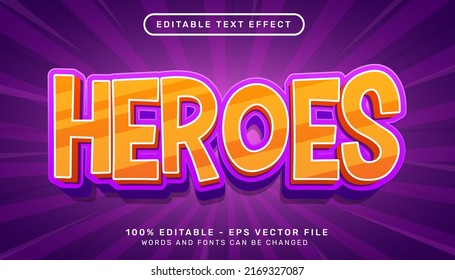 heroes 3d text effect and editable text effect