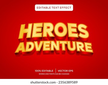  plantilla de efectos de texto 3D de aventura heroe