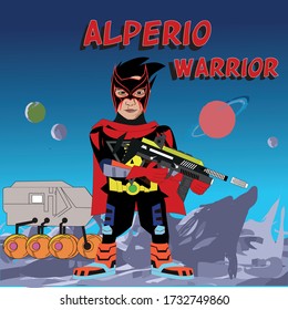 Heroes Alperio warrior vector. Superhero cartoon poses vector illustration