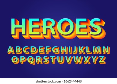 Heroes-Zeichentrickalphabetentext-Effekt
