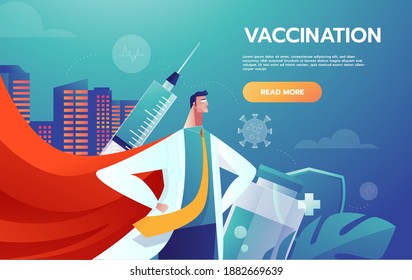 Heroes doctors leader fighting corona virus symptoms. Doctors heroes vector artwork. Doctors fighting COVID-19 symptoms with Anti virus poste vaccine.