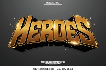 Heroes Golden 3D editable text effect