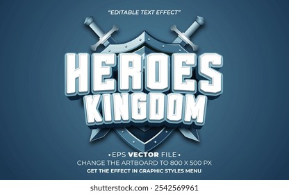 Heroes kingdom editable text effect vector 3d for game 