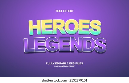heroes legends style editable text effect