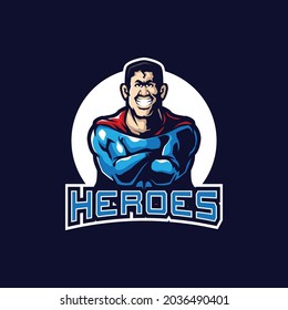 Heroes mascot logo design vector with modern illustration concept style for badge, emblem and t shirt printing. Smart heroes illustration.