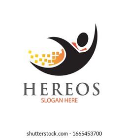 the heroes pixel fly logo designs simple modern