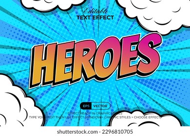 Heroes text effect comic style. Editable text effect style.