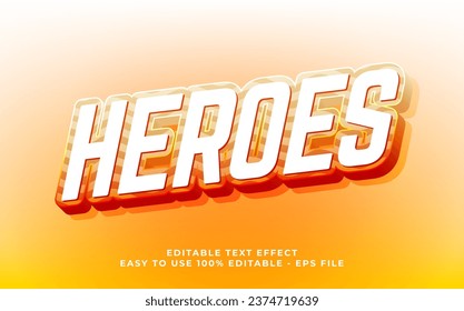 Heroes text effect editable video cover and banner text style, 3d typography template