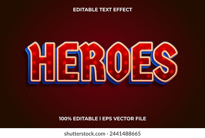 heroes text effect modern alphabet fonts. trendy american typography style.