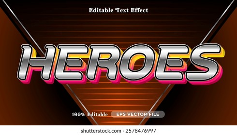 Heroes text effect, Robotic graphic style editable text
