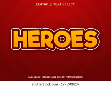 heroes text effect template with cartoon style use for business logo and brand