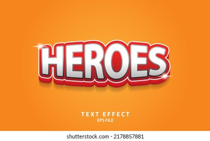 Heroes text effect template with cartoon style and bold font concept. Vector illustration - Shutterstock ID 2178857881