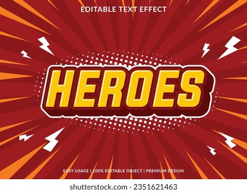 heroes text effect template design with 3d style use for business brand and logo