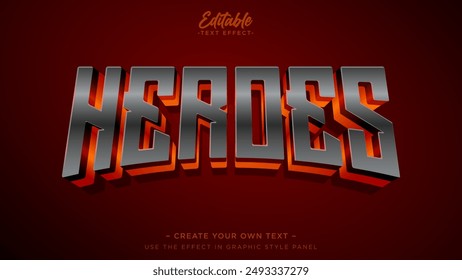 Heroes text style, Cartoon text effect headline for comic or game