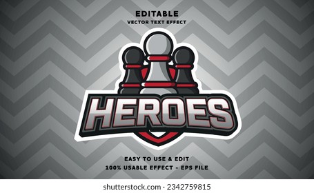 heroes vector text effect with modern style design usable for logo or company campaign	