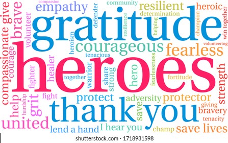 Heroes word cloud on a white background. 