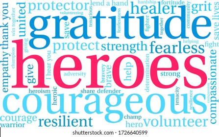 Heroes word cloud on a white background. 