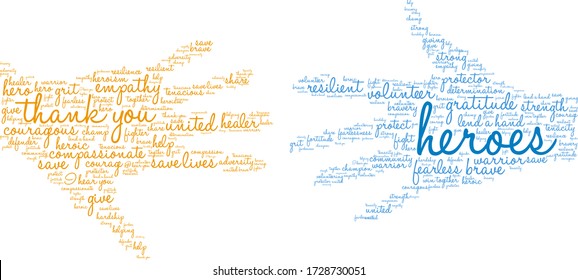 Heroes word cloud on a white background. 