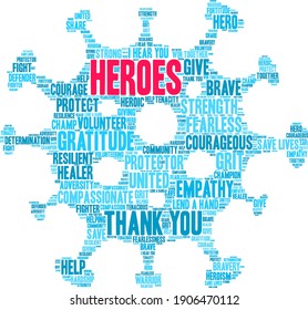 Heroes word cloud on a white background. 