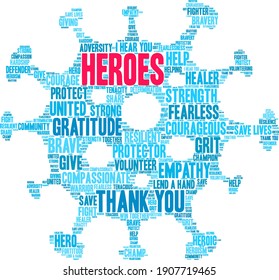 Heroes word cloud on a white background. 
