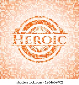 Heroic abstract orange mosaic emblem