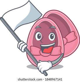 A heroic baby girl shoes mascot character design with white flag