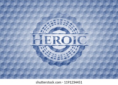 Heroic blue polygonal emblem.