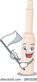 A heroic concealer stick mascot character design with white flag