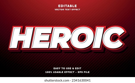 efecto de texto modificable heroico con estilo moderno y sencillo