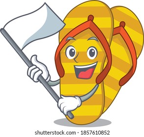 A heroic flip flops mascot character design with white flag
