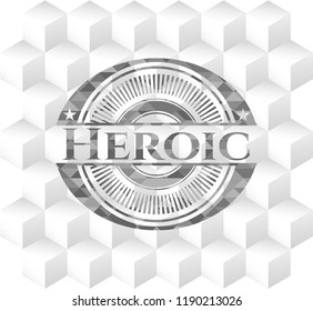 Heroic grey emblem with cube white background