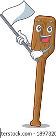 A heroic oars mascot character design with white flag