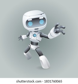 Heroic pose robot technology science fiction future design 3d vector illustration