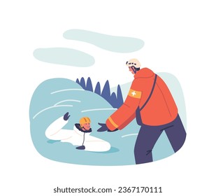 Heroic Rescuer Characters Brave The Snow And Treacherous Terrain In The Icy Mountain Wilderness To Save Stranded Victim