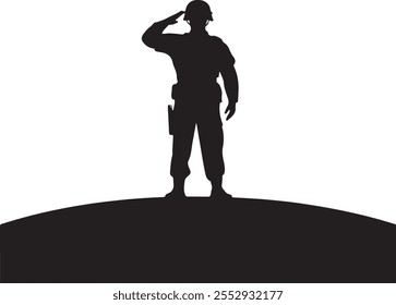 Silhueta de Soldado Heroico Saluting para Decoração e Mercadoria