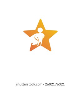 Heroic Star with Negative Space Superhero Isolated on white background 