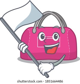 A heroic woman sport bag mascot character design with white flag