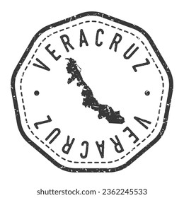 Heroica Veracruz, Ver., Mexico Map Stamp Retro Postmark. Silhouette Postal Passport. Seal Round Vector Icon. Badge Vintage Postage Design.