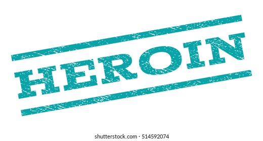 Heroin watermark stamp. Text caption between parallel lines with grunge design style. Rubber seal stamp with dust texture. Vector color ink imprint on a white background.
