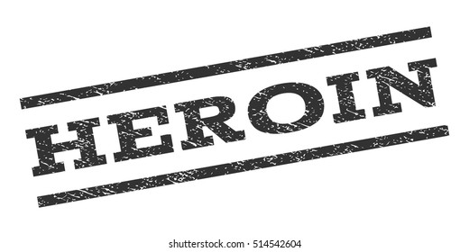 Heroin watermark stamp. Text tag between parallel lines with grunge design style. Rubber seal stamp with dirty texture. Vector gray color ink imprint on a white background.