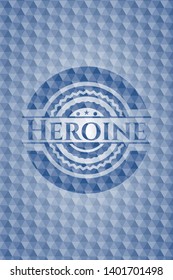 Heroine blue hexagon badge. Vector Illustration. Detailed.